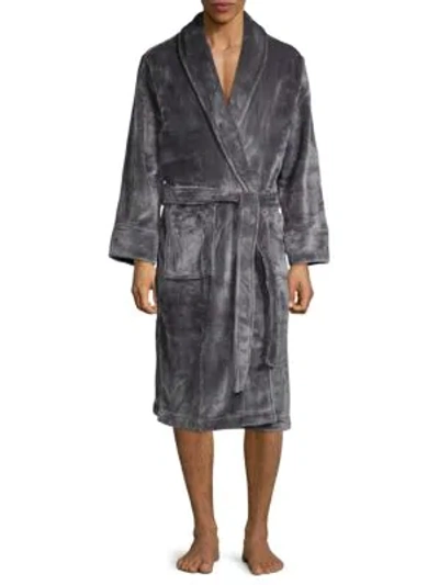 Shop Saks Fifth Avenue Men's Boxed Luxurious Plush Fleece Robe In Charcoal