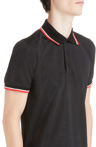 Shop Givenchy Logo Jacquard Polo In Black