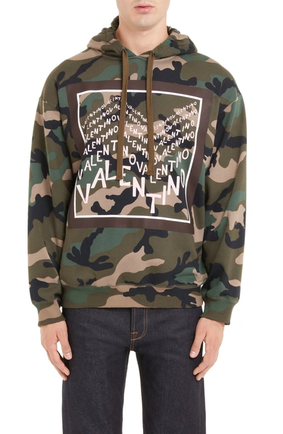 Shop Valentino Camo Pullover Hoodie In Camou Army