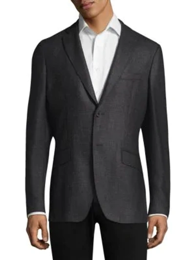 Shop Etro Birdseye Silk & Wool Sportcoat In Charcoal