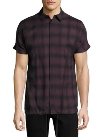 Shop Helmut Lang Cotton Short Sleeve Shirt In Purple Black