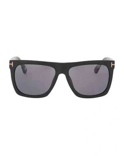 Tom Ford Morgan Thick Square Acetate Sunglasses, Black/blue In Black