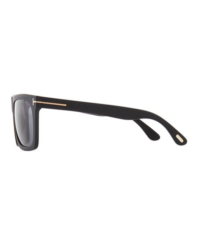 Tom Ford Morgan Thick Square Acetate Sunglasses, Black/blue In Black