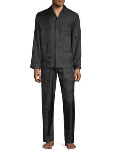 Shop Valentino 2-piece Silk Camouflage Pajama Set In Camo Black