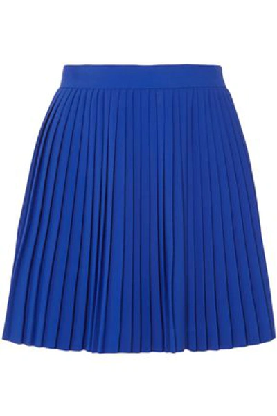 Shop Brandon Maxwell Woman Pleated Crepe Mini Skirt Cobalt Blue