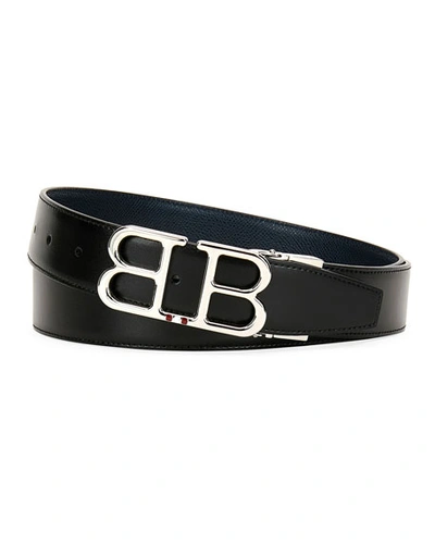 Shop Bally Men's Britt B-buckle Belt - Chrome Hardware In Black