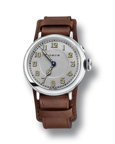 Shop Oris Men's 40mm Big Crown Watch W/ Leather Strap In Silver