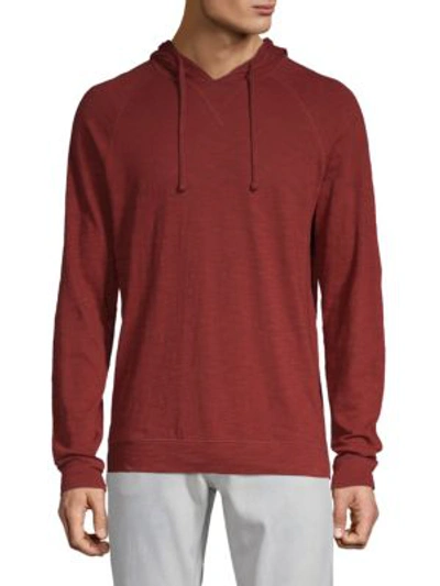Shop Vince Cotton Pullover Hoodie In Pomegranate