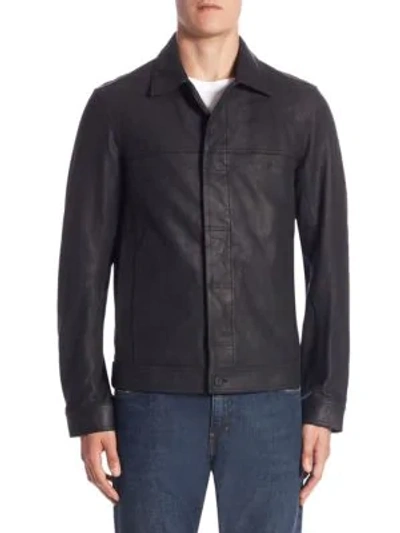 Shop Vince Leather Jacket In Black