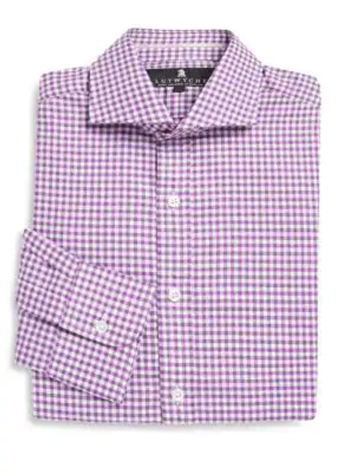 Shop Lutwyche Gingham Cotton Dress Shirt In Purple