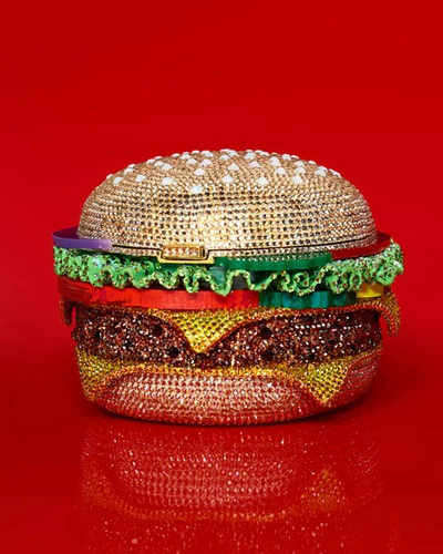 Shop Judith Leiber Hamburger Crystal Clutch Bag In Multi