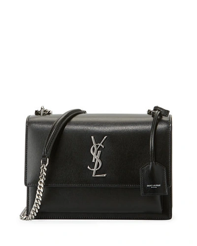 Saint Laurent Sunset Medium Monogram Ysl Crossbody Bag In Black