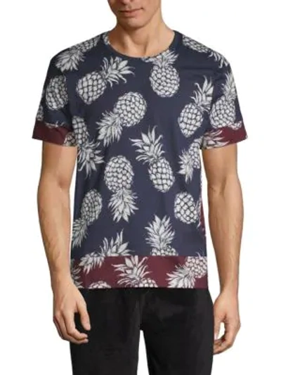 Shop Valentino Tropical Cotton Tee In Blue Multi