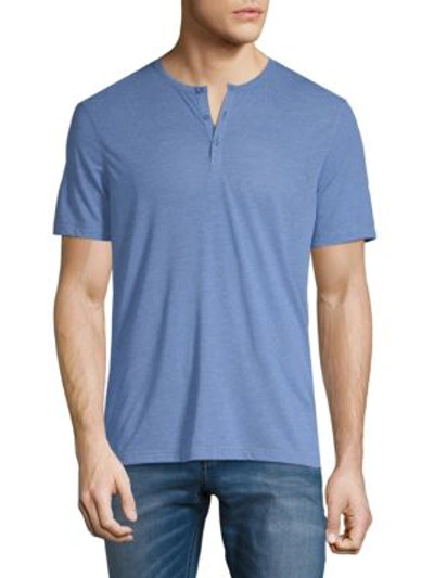 Shop John Varvatos Short Sleeve Henley T-shirt In Wave Blue