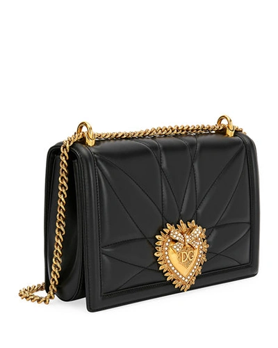 Shop Dolce & Gabbana Devotion Large Quilted Shoulder Bag In Black