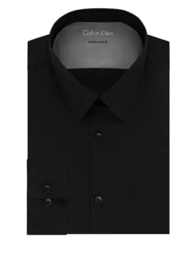 Shop Calvin Klein Extra-slim Fit Solid Dress Shirt In Black