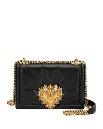 Shop Dolce & Gabbana Devotion Medium Quilted Crossbody Bag In Black