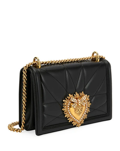 Shop Dolce & Gabbana Devotion Medium Quilted Crossbody Bag In Black