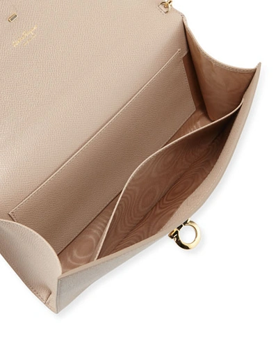 Ferragamo Envelope Flap Logo Detail Clutch In Beige