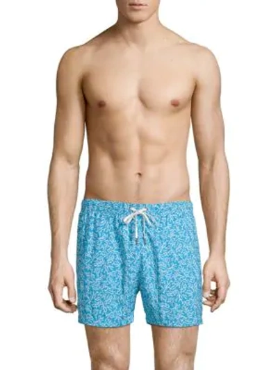 Shop Dan Ward Printed Swim Shorts In Turquoise