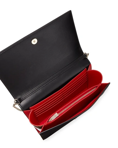 Shop Christian Louboutin Paloma Fold-over Spike Clutch Bag, Black