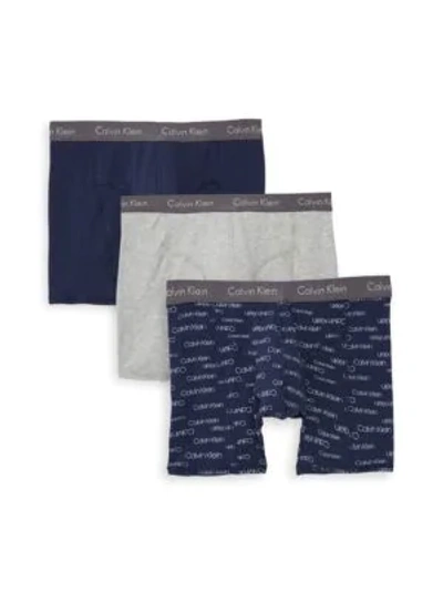 Shop Calvin Klein Stretchable Cotton Briefs/pack Of 3 In Blue Multi