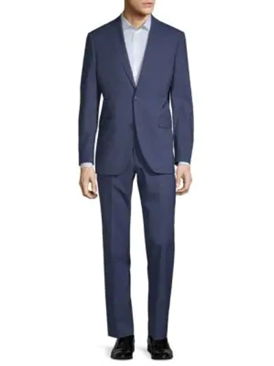 Shop Saks Fifth Avenue Trim-fit Wool Suit In Blue
