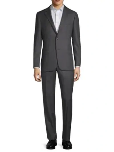 Shop Hickey Freeman Windowpane Wool Suit In Dark Grey