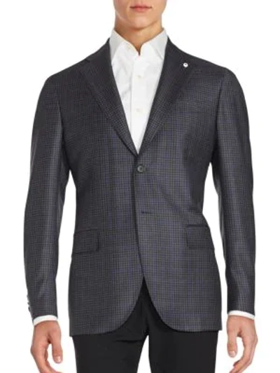 Shop Lubiam Checked Wool Sportcoat In Medium Grey