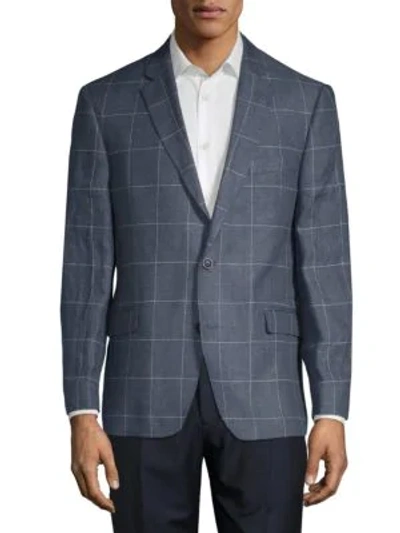 Shop Tommy Hilfiger Linen Window Check Sports Jacket In Navy White
