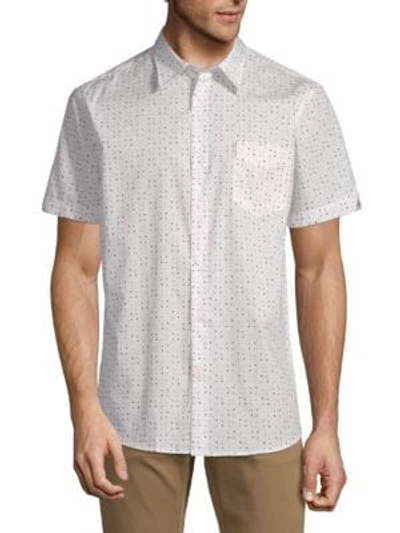 Shop Ben Sherman Geometric-print Cotton Shirt In Off White