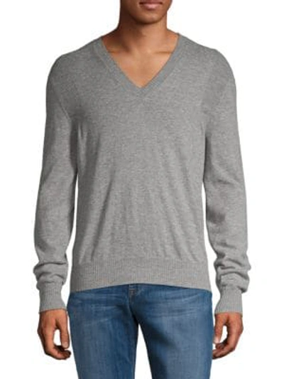 Shop Maison Margiela Wool V-neck Sweater In Light Grey