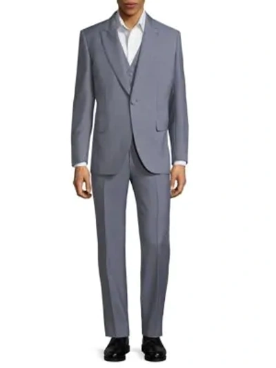 Shop Brioni Wool & Mohair Solid Suit & Vest Set In Lead