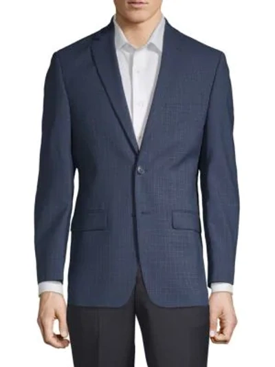 Shop Calvin Klein Extra Slim Fit Plaid Wool Sportcoat In Navy