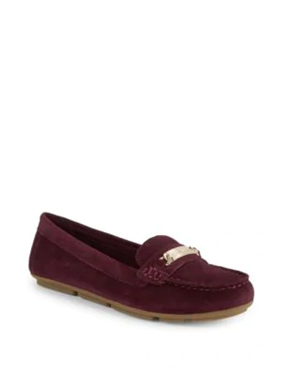 Shop Calvin Klein Lunasi Suede Loafers In Dark Cranberry