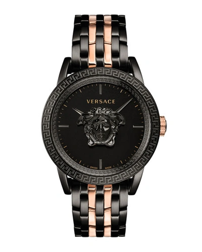 Shop Versace Men's 43mm Palazzo Empire Watch, Black/rose Gold In Black Pattern