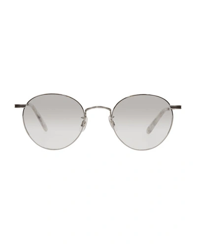Shop Garrett Leight Men's Wilson M 49 Round Glasses In Gray Metallic