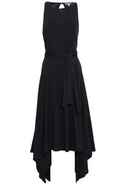 Shop Joie Woman Belted Pima Cotton-jersey Midi Dress Black