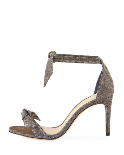Alexandre Birman Clarita Mid-heel Metallic Evening Fabric Sandals In Stellar