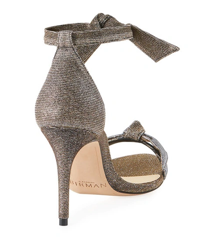 Alexandre Birman Clarita Mid-heel Metallic Evening Fabric Sandals In Stellar
