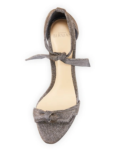 Alexandre Birman Clarita Mid-heel Metallic Evening Fabric Sandals In Stellar