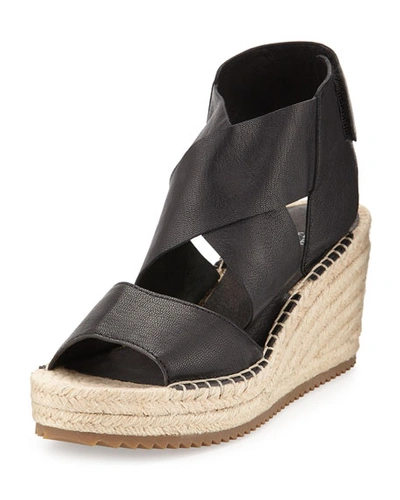 Shop Eileen Fisher Willow Leather Espadrille Sandal In Black
