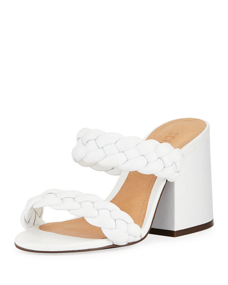 white braided mule heels