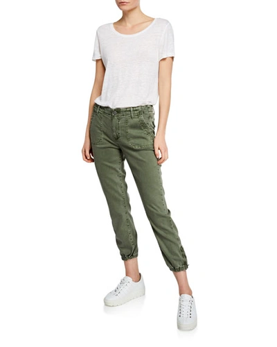 Shop Paige Mayslie Cropped Jogger Pants In Vintage Ivy Green