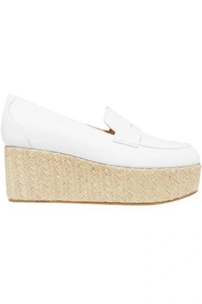Shop Gabriela Hearst Brucco Leather Platform Loafers In Ivory