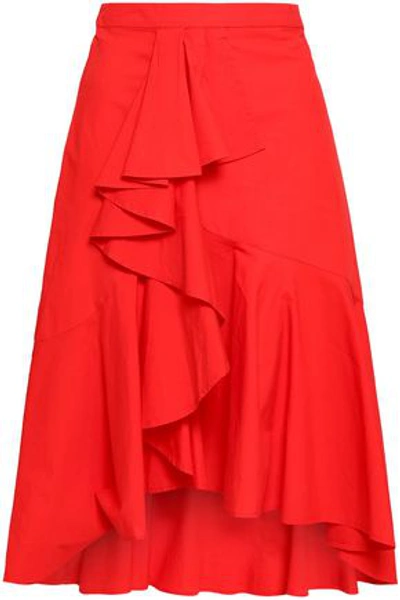 Shop Joie Woman Chesmu Ruffled Cotton-poplin Skirt Red