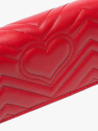 Shop Gucci Red Marmont Chevron Quilted Leather Bag