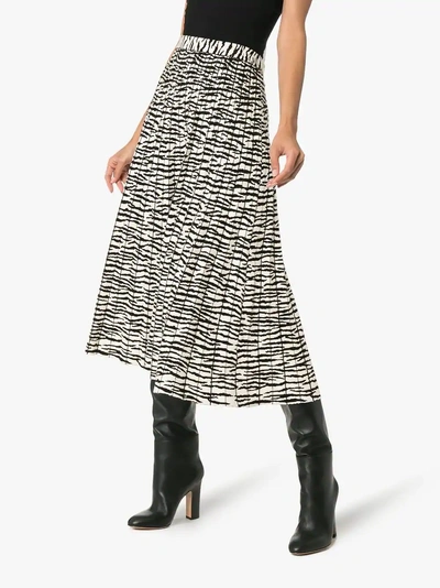 Shop Proenza Schouler Tiger Print Pleated Skirt In Black