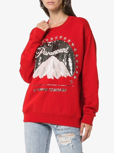 Shop Gucci Oversized Paramount Logo Sweatshirt In Red