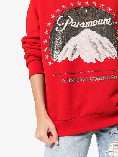 Shop Gucci Oversized Paramount Logo Sweatshirt In Red